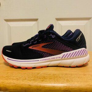 Pre-owned: Brooks Adrenaline GTS 22 Women's Shoes SZ 10 Black/Purple/Coral Med/B
